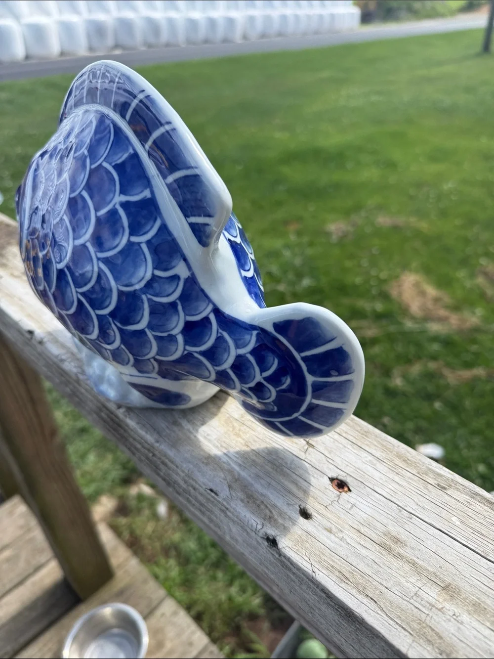 Coastal Blue Hand-Painted Blue Ceramic Fish Figurine